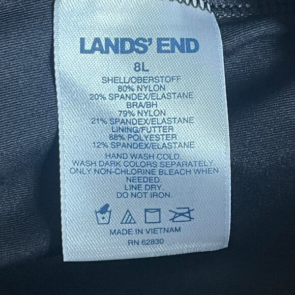 Lands End Womens Black White Polka Dot Swim Tank Tankini Top Size 8 L - Picture 8 of 8